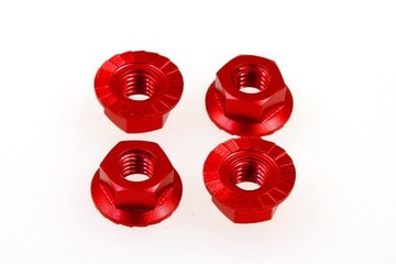 69594 4mm Alloy Serrated Wheel Nut RED (4) (HS69594)