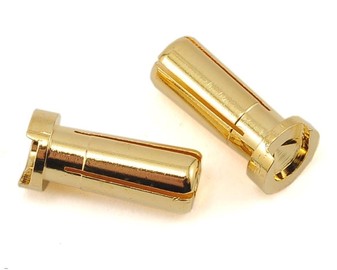 5045 ProTek RC Low Profile 5mm "Super Bullet" Solid Gold Connectors (2 Male) (PTK5045)