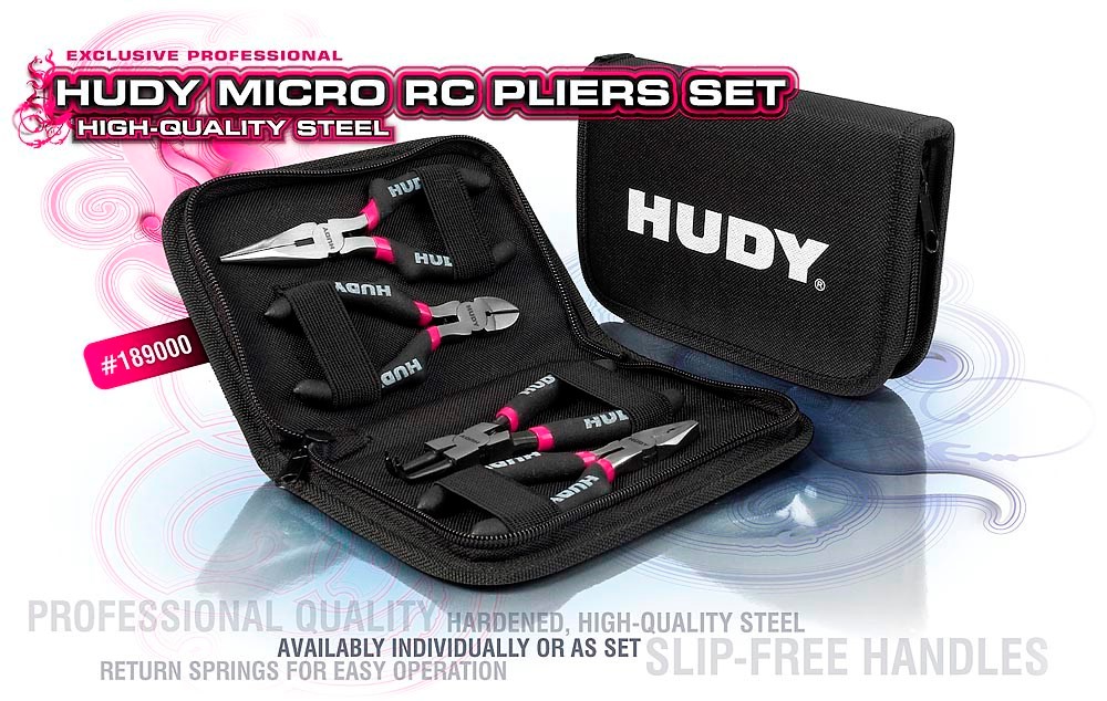 189000 HUDY Micro RC Pliers Set + Carrying Bag