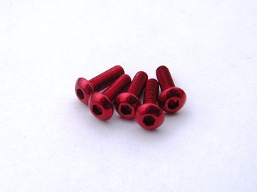69628 Hiro Seiko Aluminum Alloy 3X8 Hex Socket Button Head Screw (5) RED (HS69628)