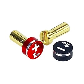 190432 1up Racing LowPro Bullet Plugs w/ Grips - 5mm Red/Black (1UP190432)