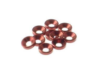 69252 Hiro Seiko 3mm Alloy Countersunk Washer RED (10) (HS69252)